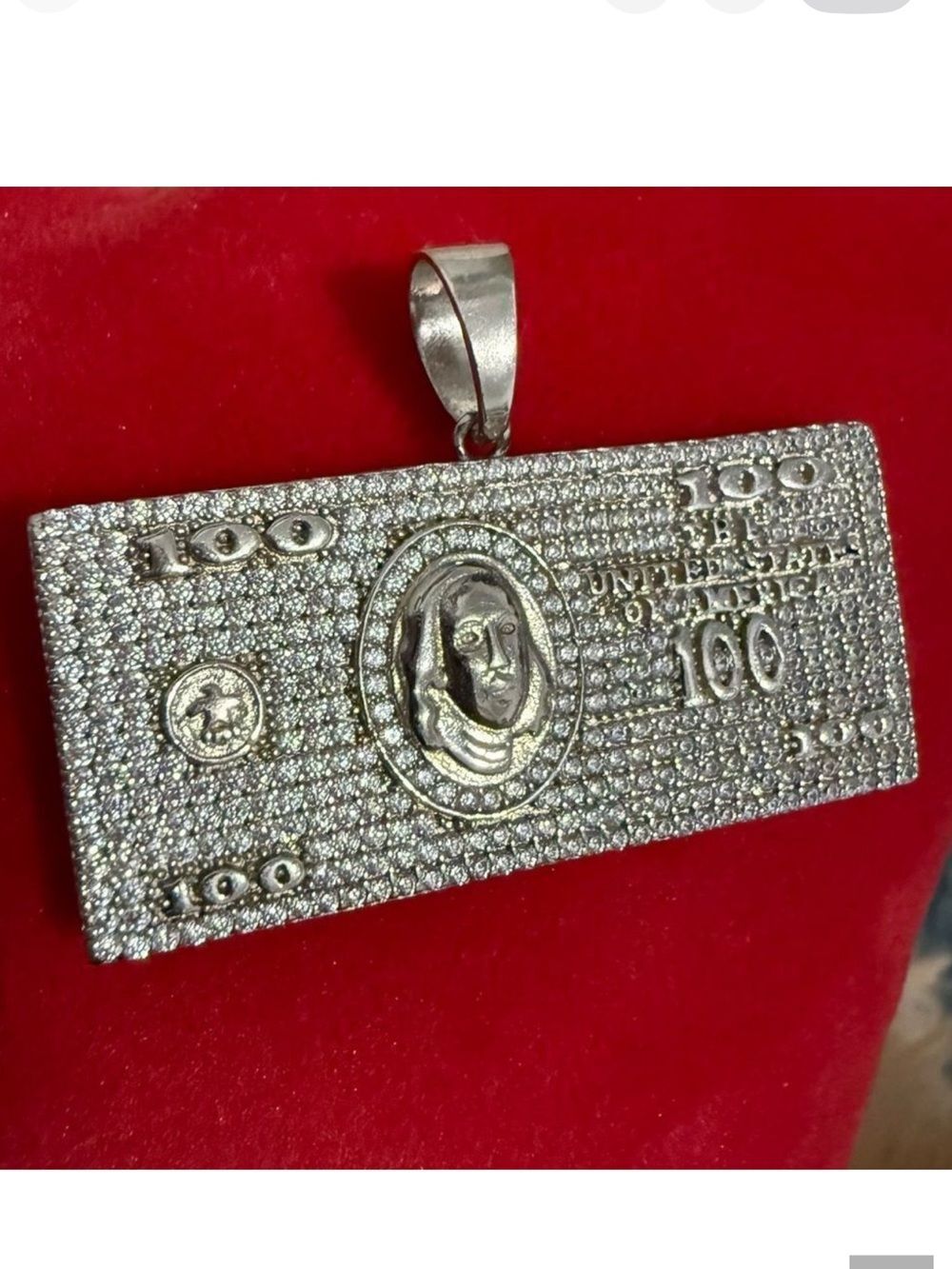 ICY $100 BILL PENDANT – .925 SILVER